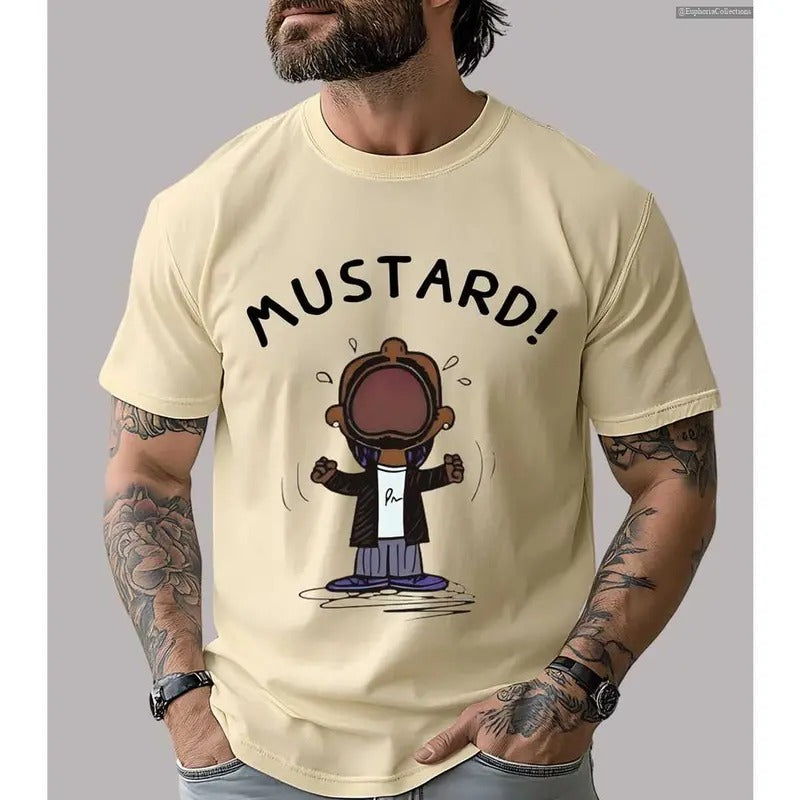 Kendrick Lamar MUSTARD Meme T-Shirt, Unisex Tee Shirt for Fans, Funny Hip Hop Top, Music Lover Apparel, Humorous Pop Culture Gift , Global Trending Outfits