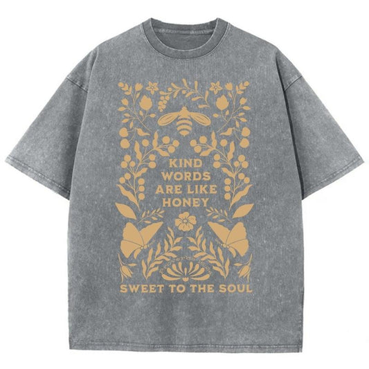 Kind Words Are Like Honey Unisex Washed T-Shirt, Christian Jesus  t shirts, Vintage 90s Graphic Tee Gift Cotton Mineral color