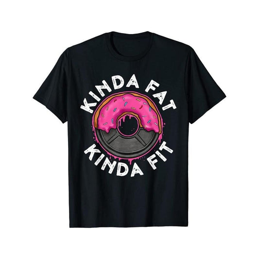 Kinda Fit" Funny Doughnut Graphic Tee - 100% Cotton, Casual Round Neck T-Shirt for Men, Perfect Gift Idea made in usa