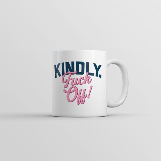 Kindly F*ck Off Mug Funny Introvert Graphic Novelty Coffee Cup-11oz Funny Coffee Mugs Ceramic Printed Drinkware Cup