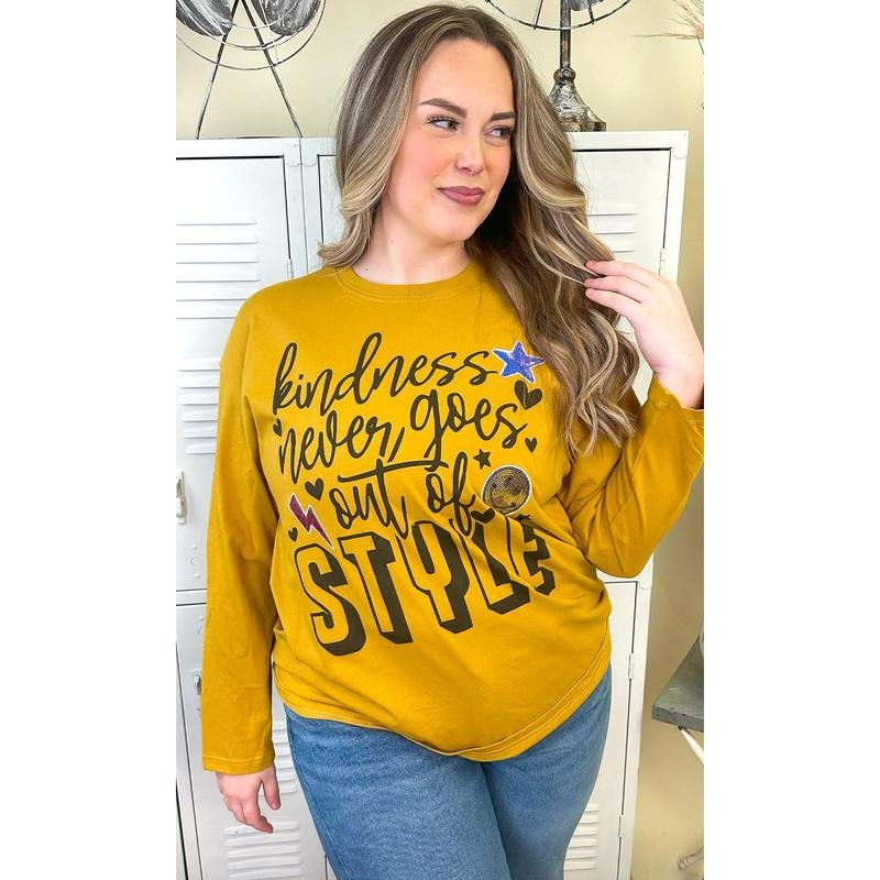 Kindness Never Goes Out of Style Sequin Graphic Long Sleeve T-Shirt