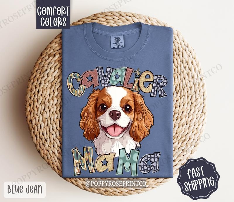 King Cavalier Mama Comfort Colors, Dog Mom Tee, Cute Mama Women's Tshirt