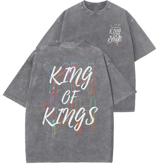 King Of Kings Unisex Washed T-Shirt, Christian t shirts, Vintage 90s Graphic Tee, Gift Top Womenswear Cotton Mineral Color
