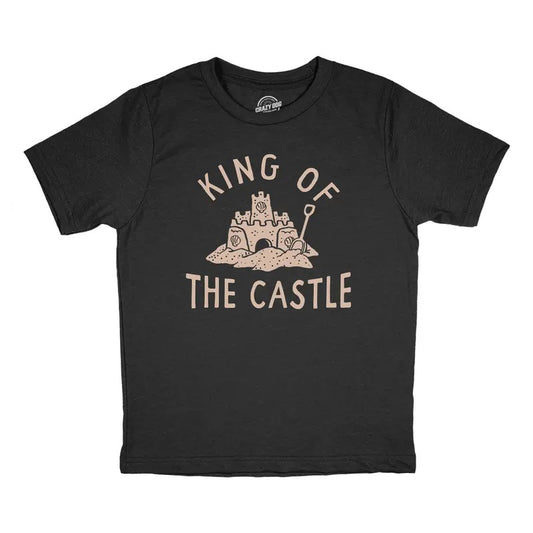 King of the Castle Youth T Shirt Funny Sand Castle Beach Lovers Tee for Kids Funny T Shirts Funny Sarcastic Short Sleeve Novelty Tees Black -