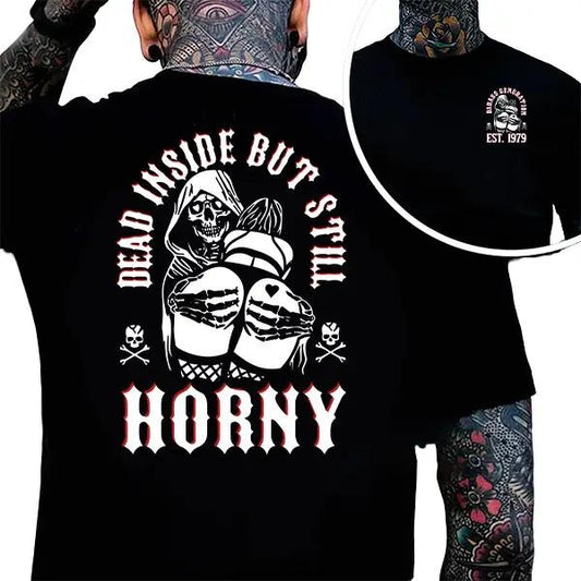 KingZlia Shop Generation X Custom Year Badass Generation T-shirt Gen X FAFOT Shirt 100% Cotton Top Unisex Comfort Women's Wear Men's Wear Classic Collar Love Streetwear Dead Inside But Still Horny Design - Embroidered Menswear Green