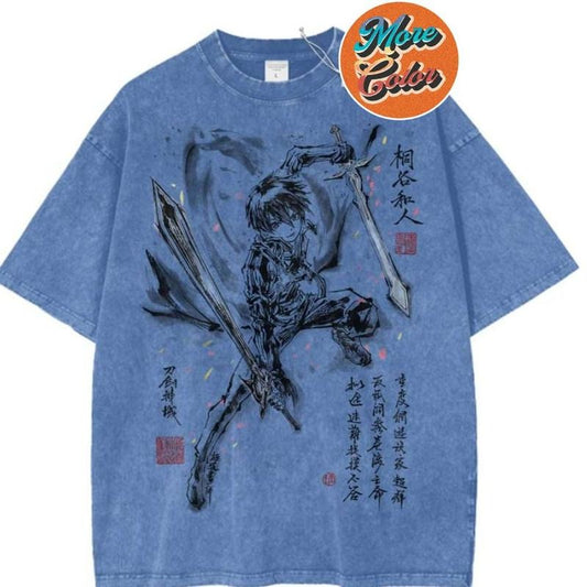 Kirito Sword Art Online SAO Anime Vintage Shirts, Cotton Unisex T-Shirt, Crew Neck, Size S- 3XL, Menswear Top, Womenswear Top Underwear Streetwear