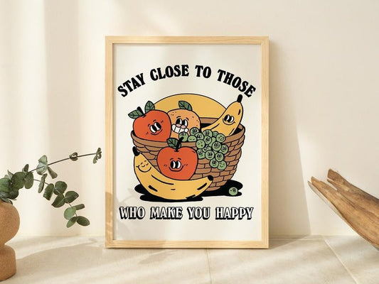 Kitchen Wall Print, Retro Fruits Illustration, Vintage Kettle 70s Poster, Food Wall Decor, Large Art Print, 30s 40s 50s Artwork, Unframed, Poster Prints No Frame, Gifts For Her Wall Decor, Wall Posters, Gifts For Birthday Landscape Ornaments