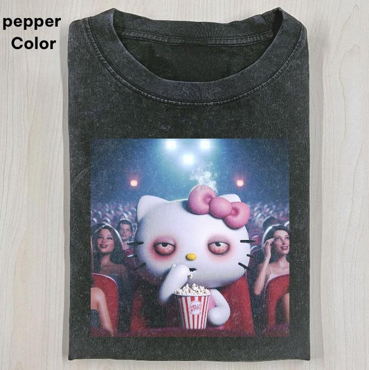 Kitty Watch Movies While High T-shirt, Kitty High Shirt, Funny Graphic T-shirt, Unisex Movie Shirt Menswear Womenswear