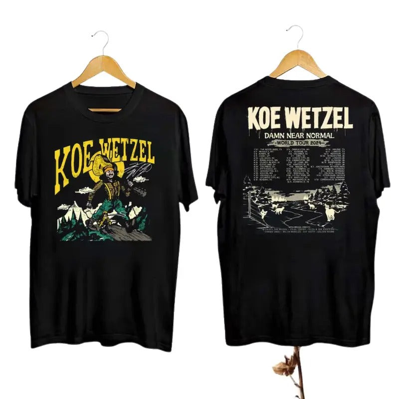 Koe Wetzel Graphic Shirt, Koe Wetzel Damn Near Normal Tour 2024 Shirt, Koe Wetzel Fan Gift, Koe Wetzel Rock Country Shirt, Koe Wetzel Merch