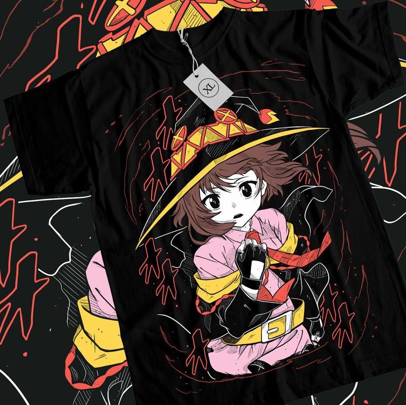 Konosuba Megumin T-Shirt S-4XL Waifu Kawaii Anime Japanese Unisex Black Short sleeve
