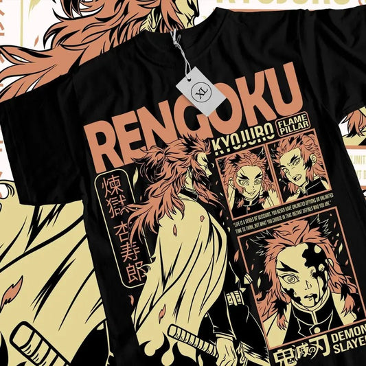 Kyojuro Rengoku T-Shirt S-4XL Slayer Demon Vintage Anime Manga Horror Shirt Tshirt S-4XL