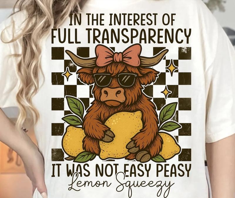 LEMON SQUEEZY COW Shirt ~ Unisex Apparel Relaxed Fit Printed In The USA Clothing Womenswear Casual Comfort Cotton Top Athletic Boho Chic