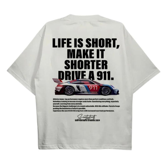 LIFE IS SHORT TEE - UNISEX, Porsche 911 Aesthetic Tshirt, Porsche Vintage Shirt Menswear Top Underwear Streetwear Round Neck Crewneck Tropical Shortsleeve