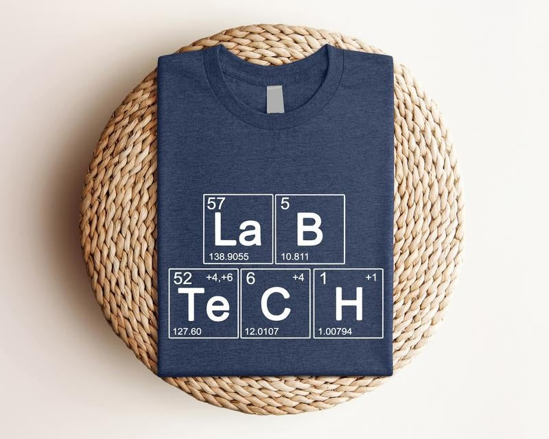 Lab Tech Periodic Table Shirt, Laboratory Technician T-shirt, Science Teacher Tee, Chemistry Lover Gift Tee, Medical Lab Short Sleeve, Microbiologist Shirt, Scientist Gift Shirt. Casual Cotton