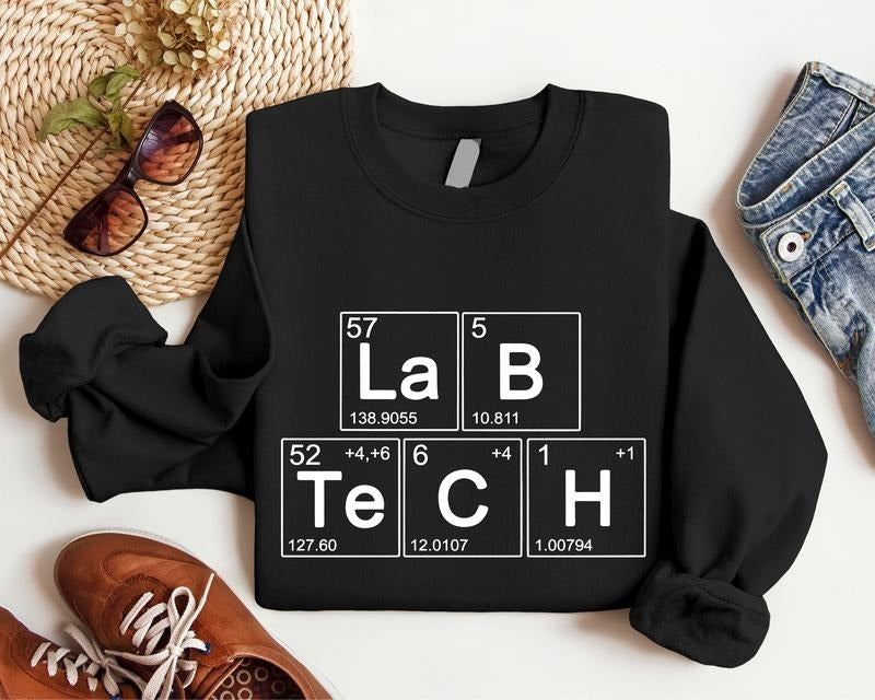 Lab Tech Periodic Table Sweatshirt, Laboratory Technician Hoodie, Science Teacher Sweatshirt, Chemistry Lover Gift, Medical Lab Hoodie, Microbiologist Sweatshirt, Scientist Gift Hoodie. Casual Menswear