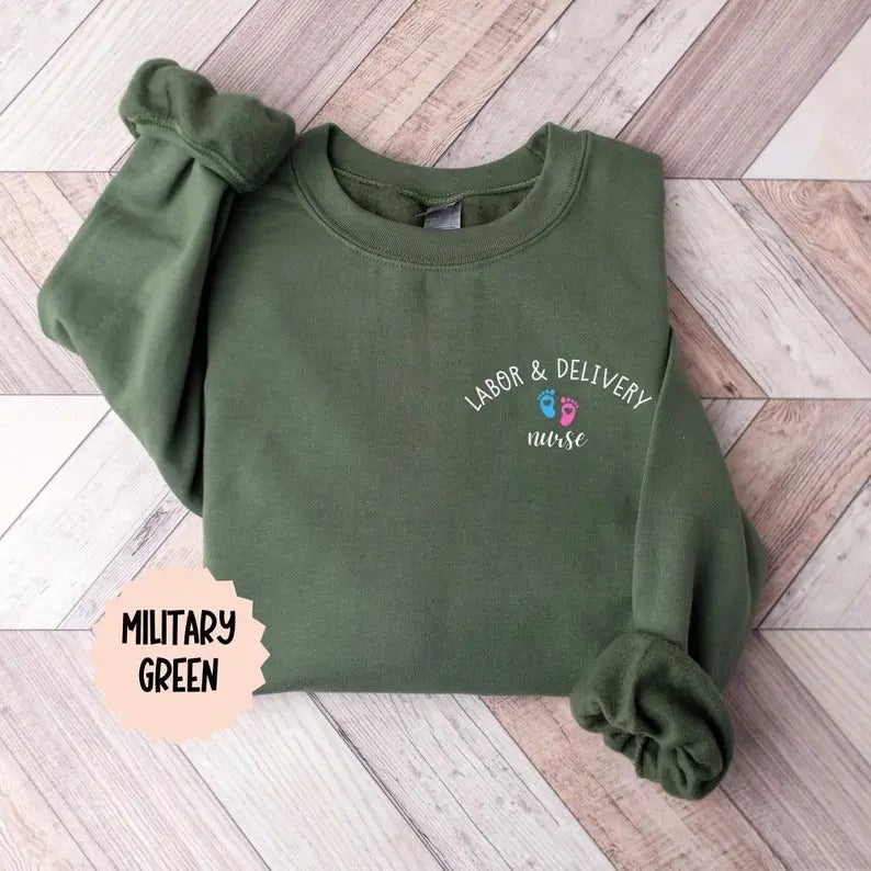 Labor and delivery Nurse Sweatshirt, L and D nurse Tee, gift for new nurse rn Casual Fabric Garment Collar Cotton Classic Jersey Knit Menswear Hoodie Long