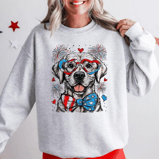 Labrador Retriever Patriotic Dog, USA, America, Pet Lover, 4th of July Sweatshirt, Crew Neck, Women's, Crewneck