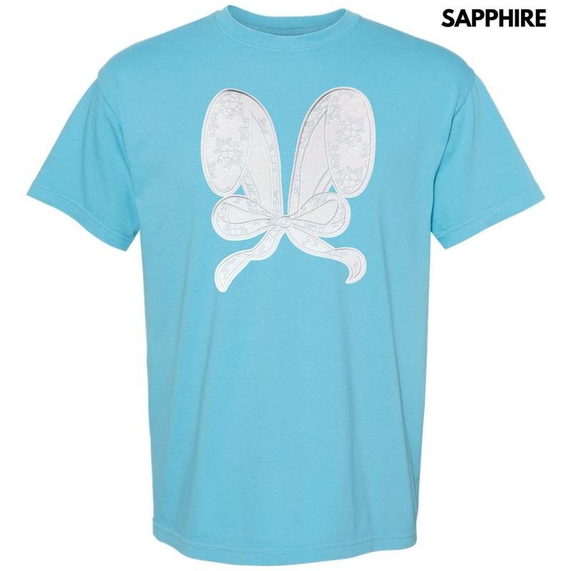 Lace Bunny Ears Sequin Patch Comfort Colors T-Shirt