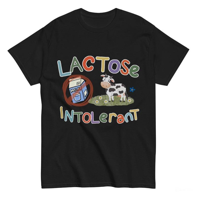 Lactose Intolerant Vintage Graphic T-Shirt, Retro Milk 90s Cute Tee, Funny Shirts For Friends, Y2k Unisex Baggy Shirt