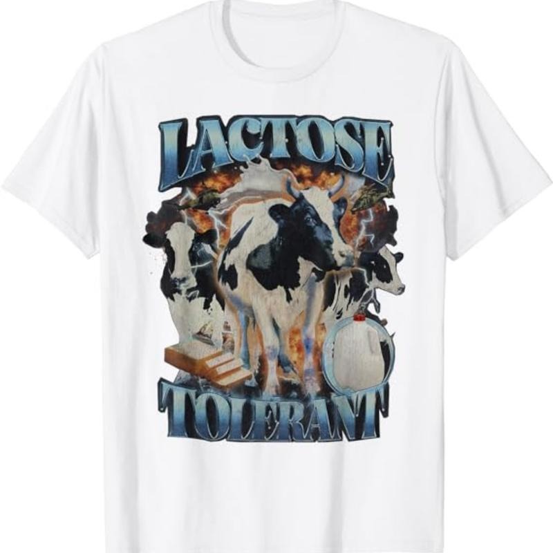Lactose Tolerant Funny Cow Farm Milk, Lactose Shirt, Lactose graphic, Lactose Gift Crewneck Tropical Menswear Top Underwear Streetwear