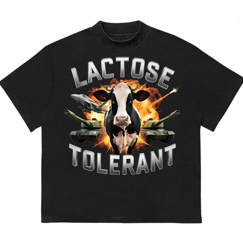 Lactose Tolerantt T-Shirt HipHop Graphic Trendy Cotton with Graphic Print