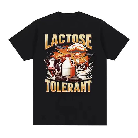 Lactosetolerant Grappige Meme Vintage Graphic Tee Shirt Heren Dameskleding Y2k Vintage Grafisch T-shirt Casual Puur Katoen Korte Mouw T-shirt Menswear