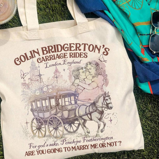 Lady Whistledown Colin and Penelope Tote Bag, Lady Whistledown, Book Bag for Her, Book Lover Gift, Wallflower Social Club Penelope and Colin