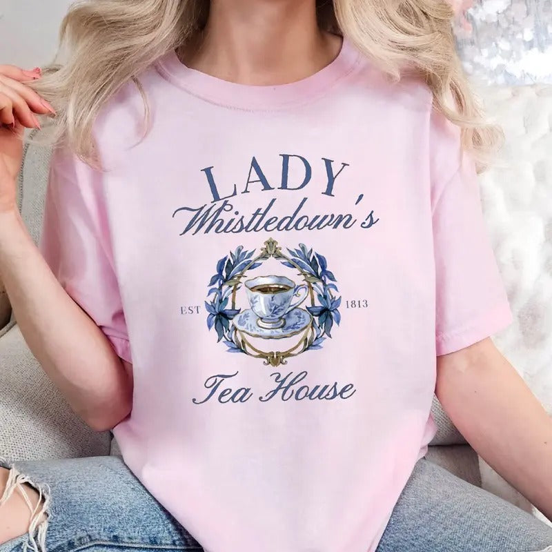 Lady Whistledown's Tea House Shirt, Est 1813 Shirt, Bridgerton Shirt, Spill The Tea Shirt, Book Lover Shirt, Tea House Shirt, Unisex T-Shirt, Gifts For Fan, Short Sleeve Tee Shirt, Gifts For Birthday Fathers Day Christmas Anniversary Thanksgiving