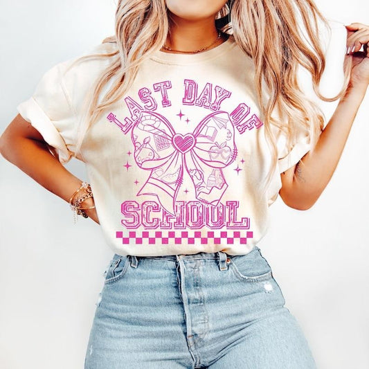 Last day of School t-shirt, Preppy Teacher shirt, Coquette Teacher Summer t-shirt, Retro Teacher Appreciation shirt,Teacher Pencil