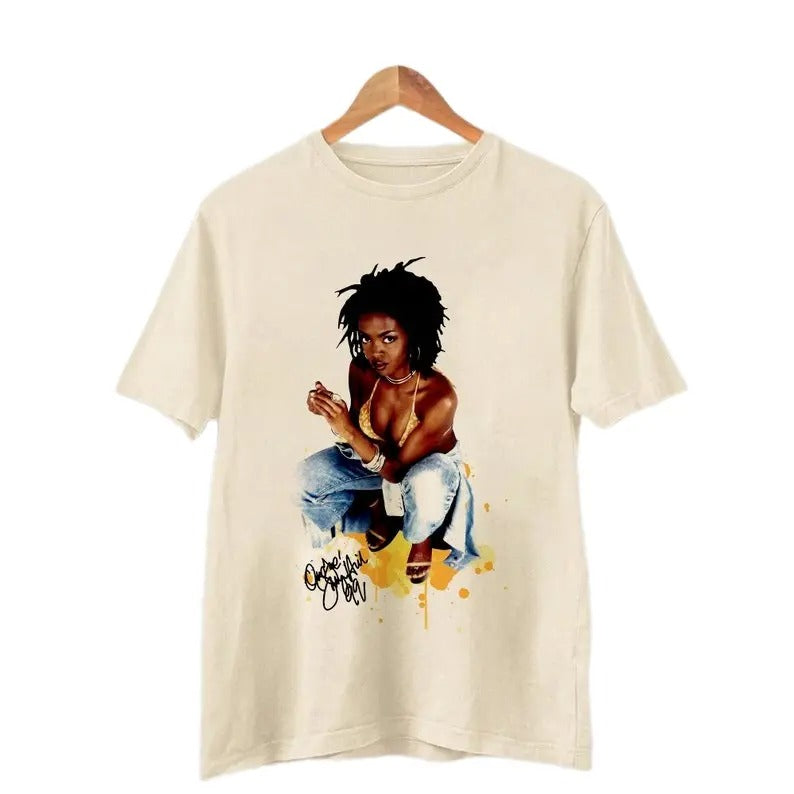 Lauryn Hill Country Music Shirt, Hip-Hop Lauryn Tour Shirt, Albums Gift for Men Women Unisex T-Shirt Classic Collar Cotton Fabric Jersey
