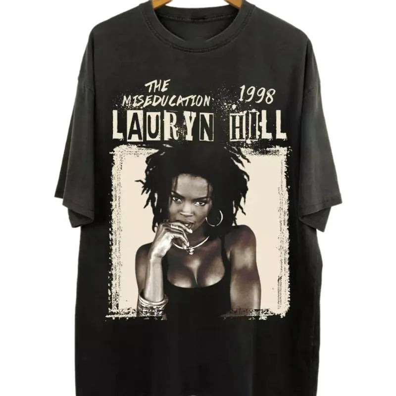 Lauryn Hill Rapp Tees, Lauryn Hill Retro 90s Lauryn Hill Shirt Streetwear Shortsleeve Classic Tshirt Cotton Fabric Top