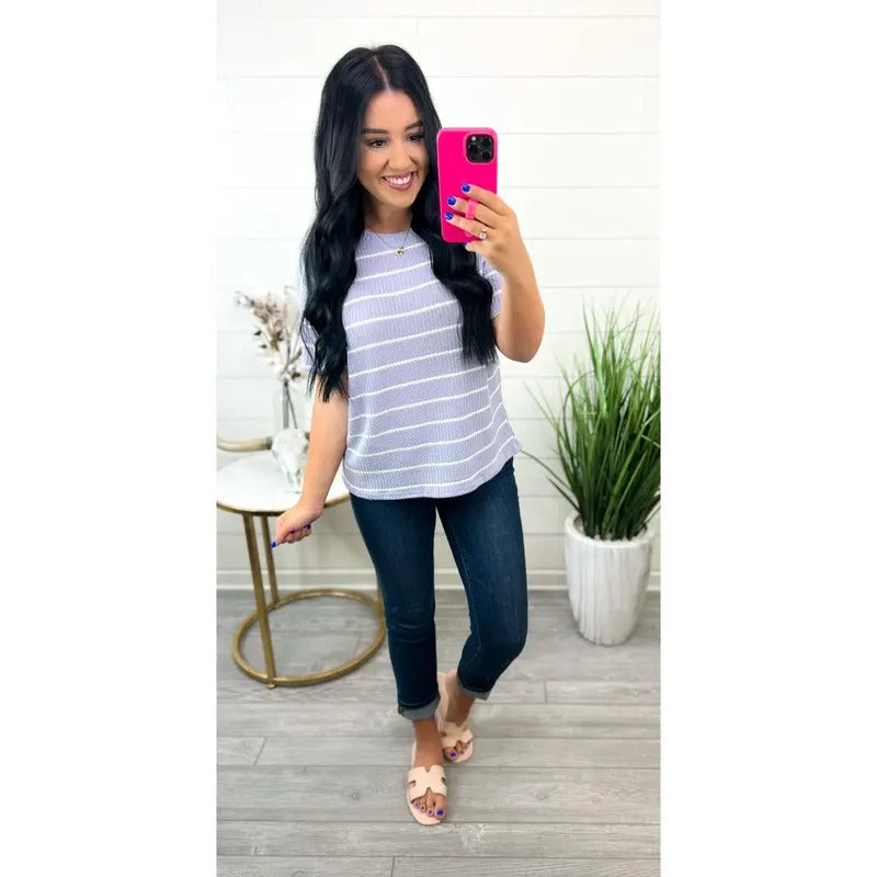 Lavender Leisure Waffle Knit Top