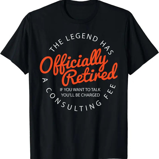 Legend Officially Retired" Men's Funny Retirement T-Shirt - Black, Classic Fit, Crew Neck