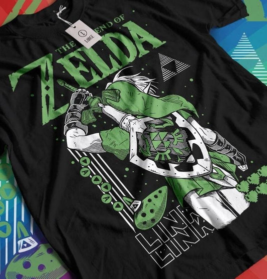 Legend of Zelda Anime Shirt - Link Zelda T-Shirt - Triforce Tee - Hylian Crest Shirt - Gaming Anime Shirt Classic Cotton