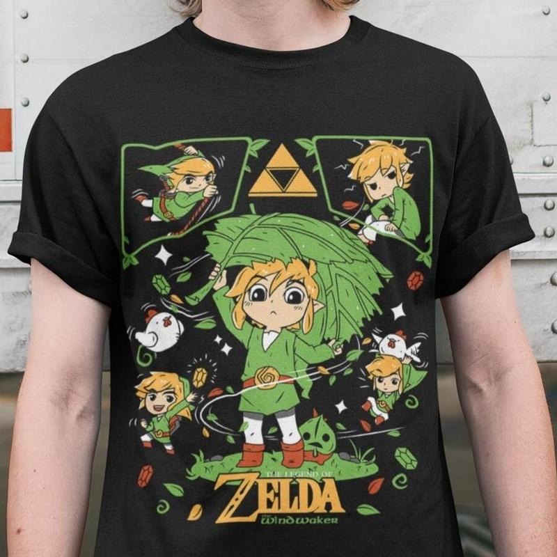 Legend of Zelda Link Shirt, The Wind Waker T-Shirt, Hylian Crest Tee, Zelda Gaming Shirt, Anime Shirt Classic Cotton