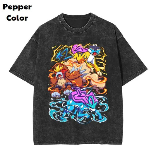 Legendary Dogs Vintage Tee, Entei Suicune Raikou T-Shirt, Pokemon Tee, Anime Shirt, Animation Graphic Tees, Gym Shirt, Unisex T-Shirt