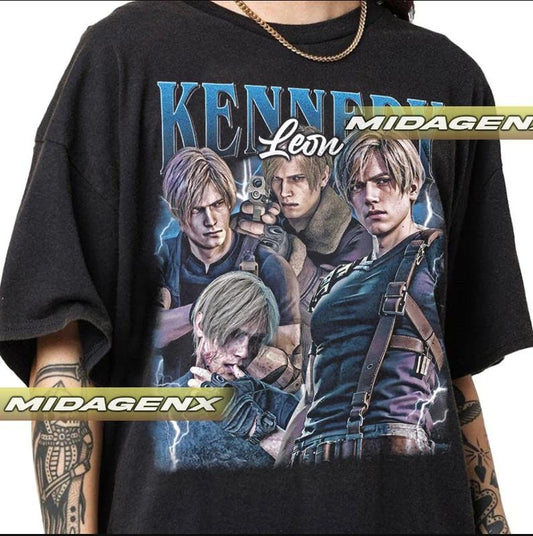 Leon Kennedy Blue Version Vintage T-Shirt Gift For Fans, Movie Fan Shirt, Movie Shirt