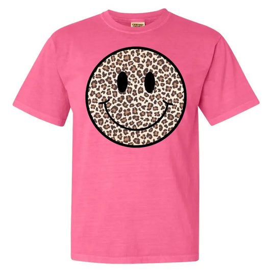 Leopard Happy Face Comfort Colors T-Shirt 'NLB'