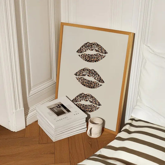 Leopard Kiss Print, Lipstick Print Kiss Print, College Dorm Decor, Cheetah Wall Art, Retro Wall Art, Trendy Wall Art, Apartment Decor