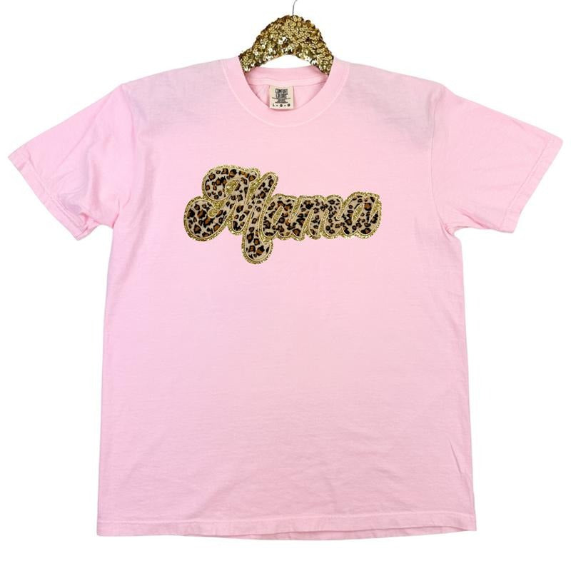 Leopard Mama Chenille Patch Comfort Colors T-Shirt