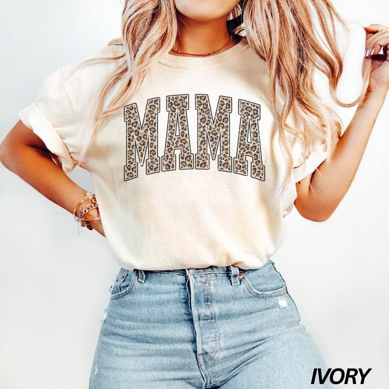 Leopard Mama Shirt, Varsity Mama Tshirt, Comfort Colors Mama Shirt, Mothers Day Gift, New Mom Gift, Mom Life Shirt