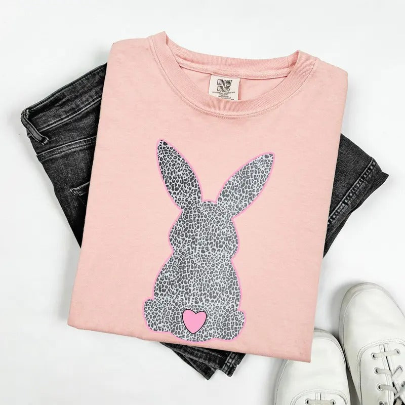 Leopard Print Bunny, Easter, Bunny, Jesus, Rabbit, Holiday Tshirt, Women's Comfort Colors Tee