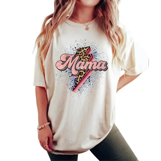 Leopard Print Mama Graphic Shirt, Vintage Momlife Tee, New Mom Gift, Mother's Day Gift Womenswear Tops