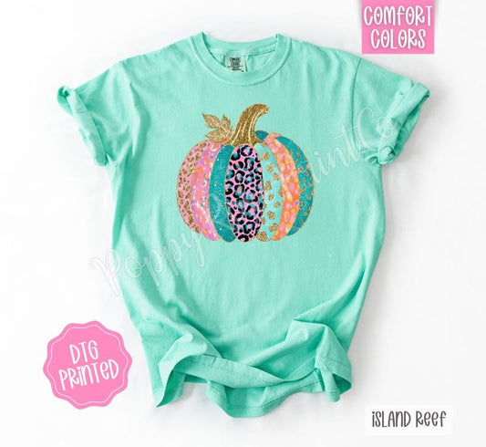 Leopard Pumpkin Shirt Comfort Colors, Trendy Autumn Tshirt