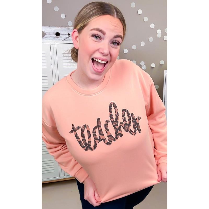 Leopard Script Teacher Graphic Sweatshirt