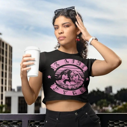 Lesbian Baby Tee, Vintage I Like Dyke Womens Cropped Top, Butch Pride Retro Collar Fit