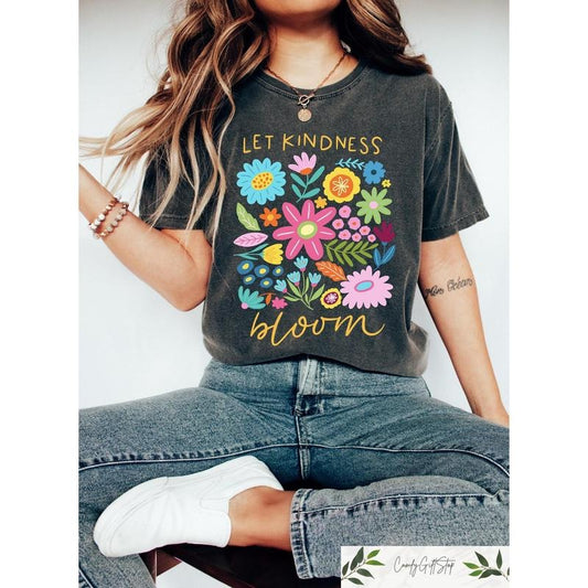 Let Kindness Bloom T-Shirt, Be Cool Be Kind Retro Flower Shirt, Be Cool Sweatshirt, Inspiration Women Sweater, Aesthetic Floral Kindness Tee