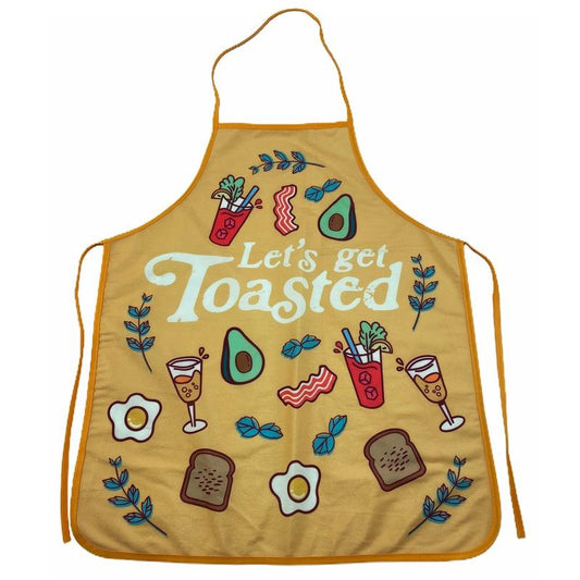 Let's Get Toasted Apron Funny Comfort Food Breakfast Bruch Graphic Novelty Kitchen Apron Funny Graphic Kitchenwear Drinking  Funny Food  Novelty Cookware Yellow