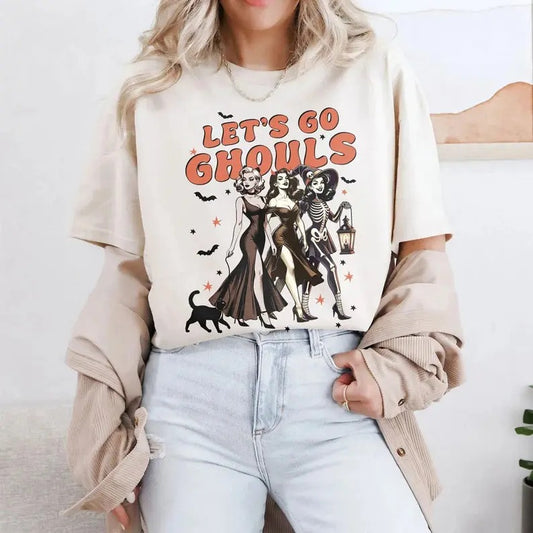 Let's Go Ghouls Sweatshirt, Vintage Halloween Witches Sweatshirt, Ghoul Gang Shirt, Spooky Witch Sweater, Halloween Party Tshirt Womenswear Hoodie