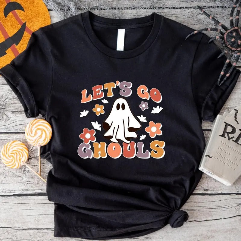 Let's Go Ghouls T-Shirt, Funny Halloween Party Shirt, Family Retro Halloween Gift Tee, Spooky Season Tee
